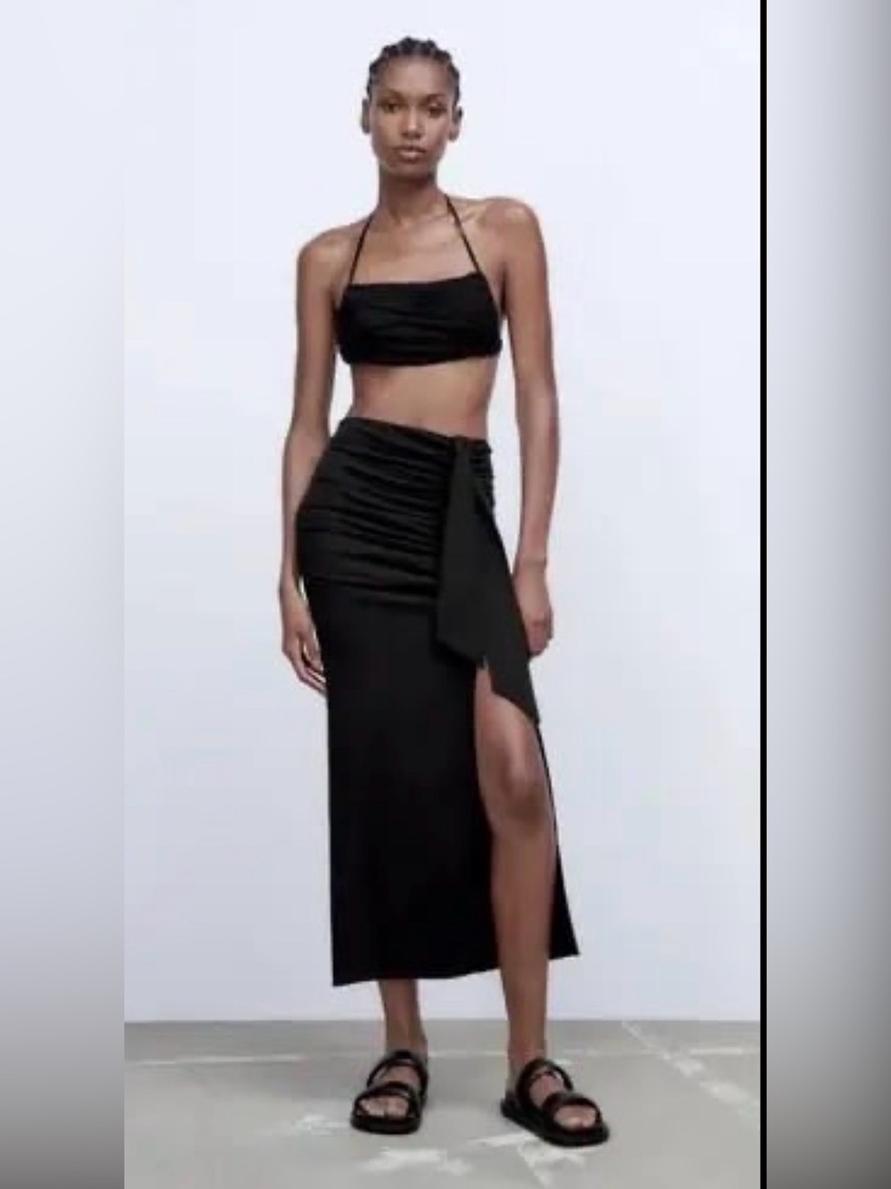 Zara Ruched Maxi Pencil  Skirt